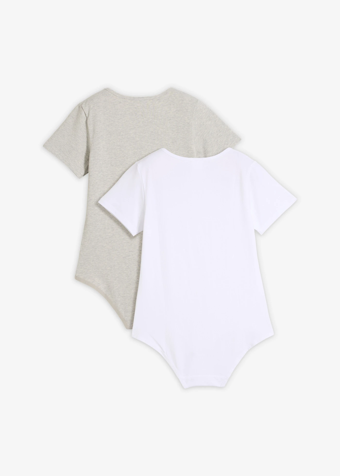 Body puha pamuttal (2 db-os csomag) • fehér+világosszürke melírozott • bonprix áruház