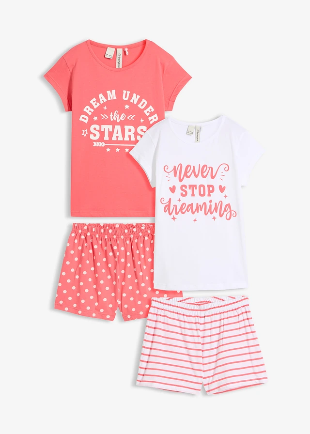 Lot de 2 pyjashorts 100% coton à manches courtes