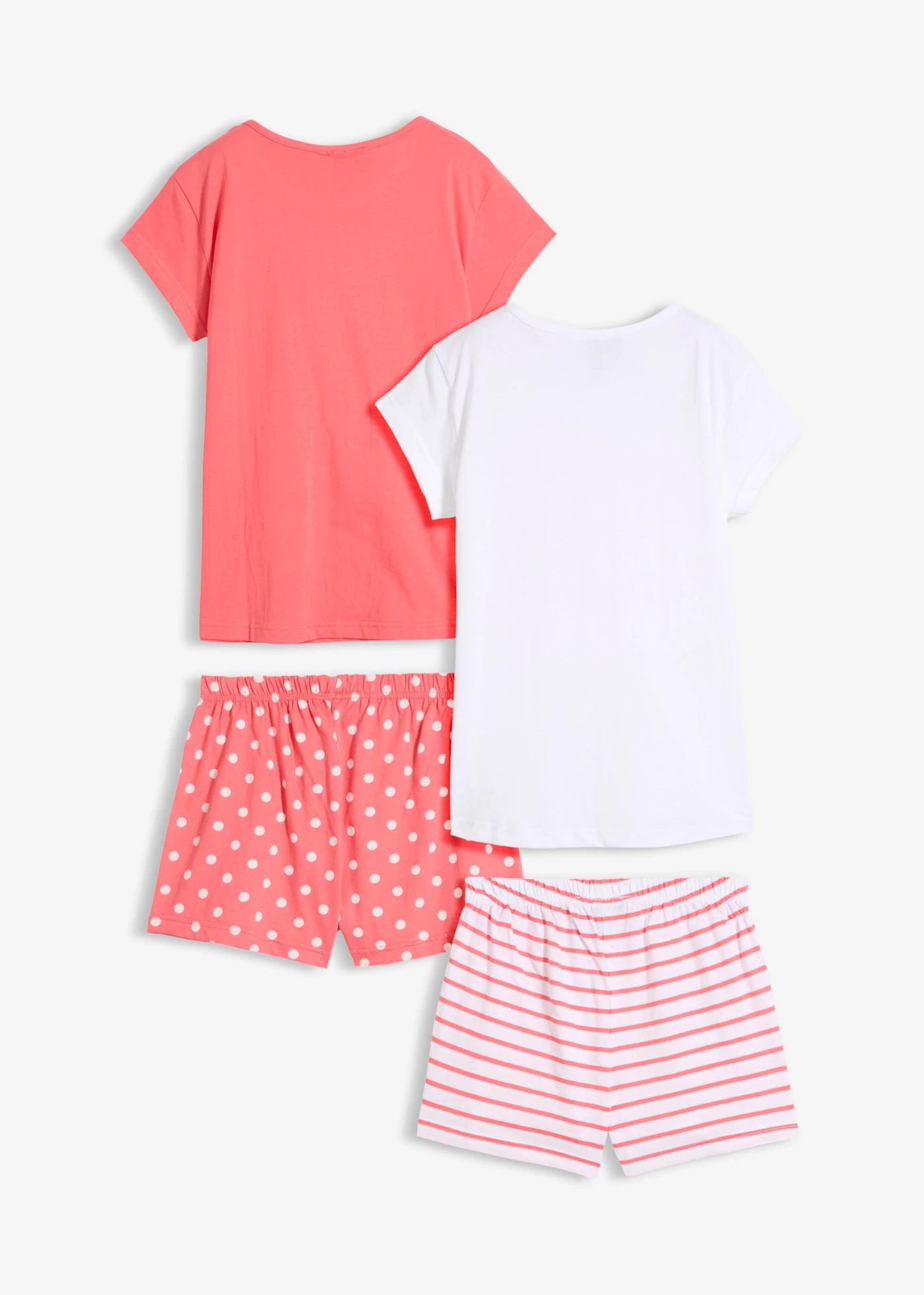 Lot de 2 pyjashorts 100% coton à manches courtes • blanc-rose corail • Boutique bonprix