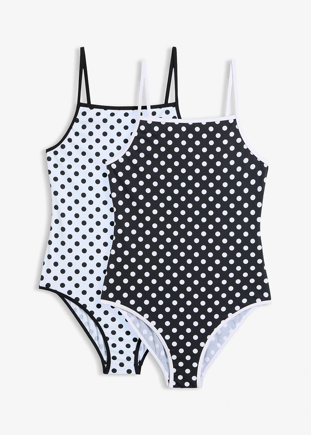 Badpak (set van 2), Kleur: wit-zwart + zwart-wit gestippeld