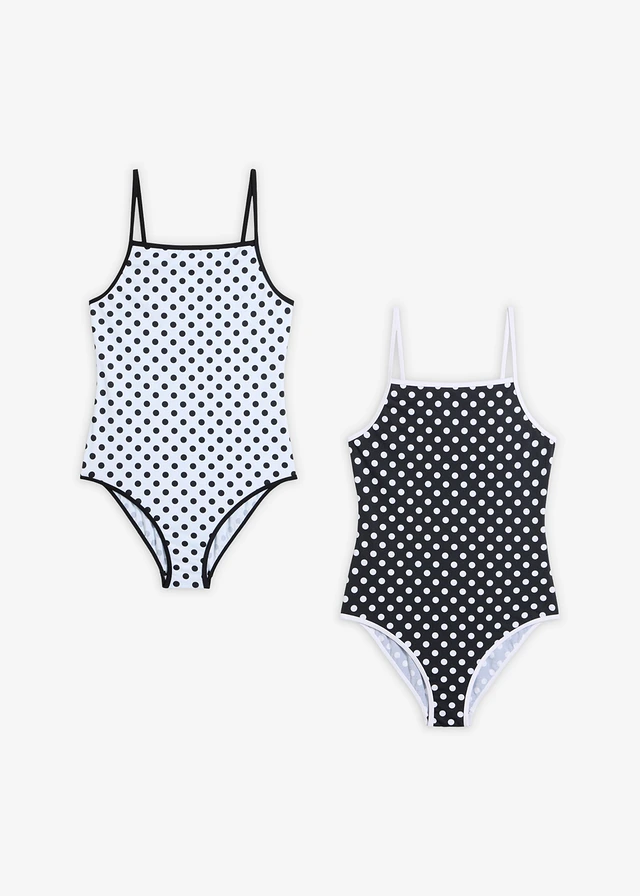 Badpak (set van 2), Kleur: wit-zwart + zwart-wit gestippeld