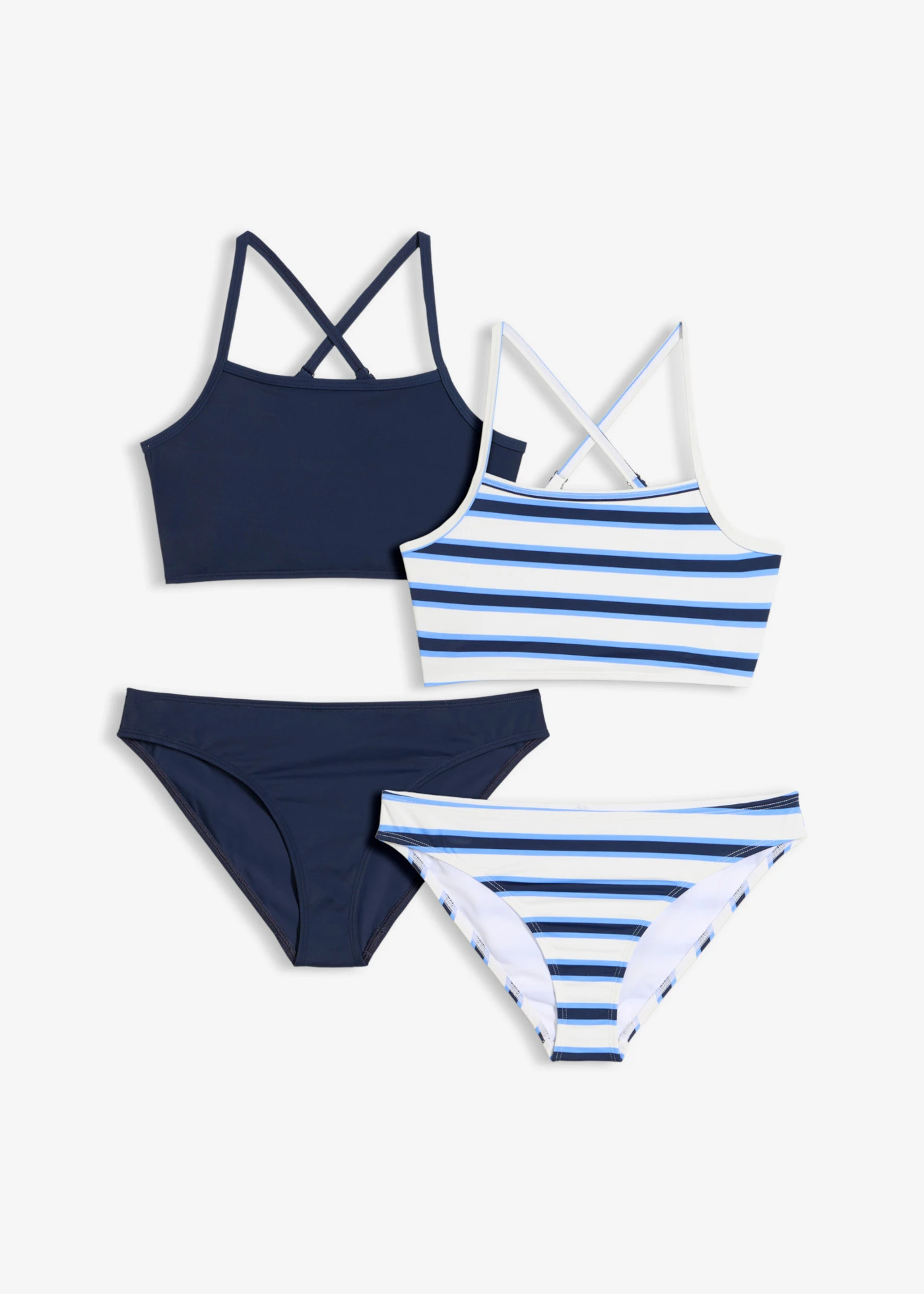 Costum de baie și tankini (set/4piese) • albastru-alb dungat + bleumarin • magazin bonprix