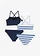 2 bikini's (4-dlg. set), Kleur: blauw-wit gestreept+donkerblauw