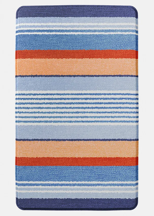 Badmat met memory foam, Kleur: blauw gestreept