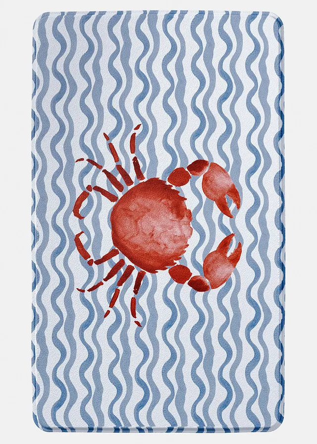 Tapis de bain à mémoire de forme • bleu mat/rouge imprimé • Boutique bonprix