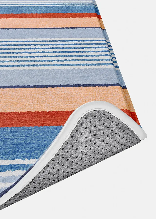 Badmat met memory foam, Kleur: blauw gestreept