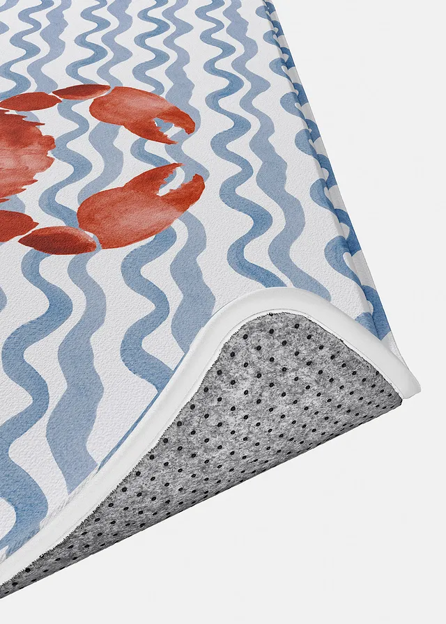 Badmat met memory foam, Kleur: matblauw/rood met print