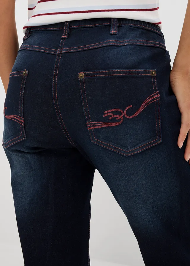 Straight jeans met mid waist • donkerblauw denim • product-page.page-title-suffix