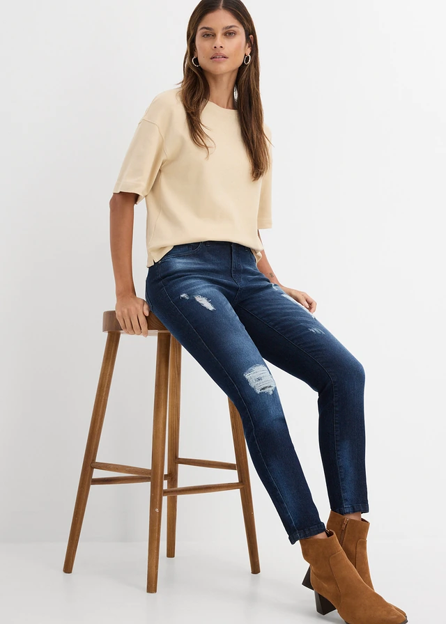 Skinny jeans mid waist, stretch • donkerblauw denim • product-page.page-title-suffix