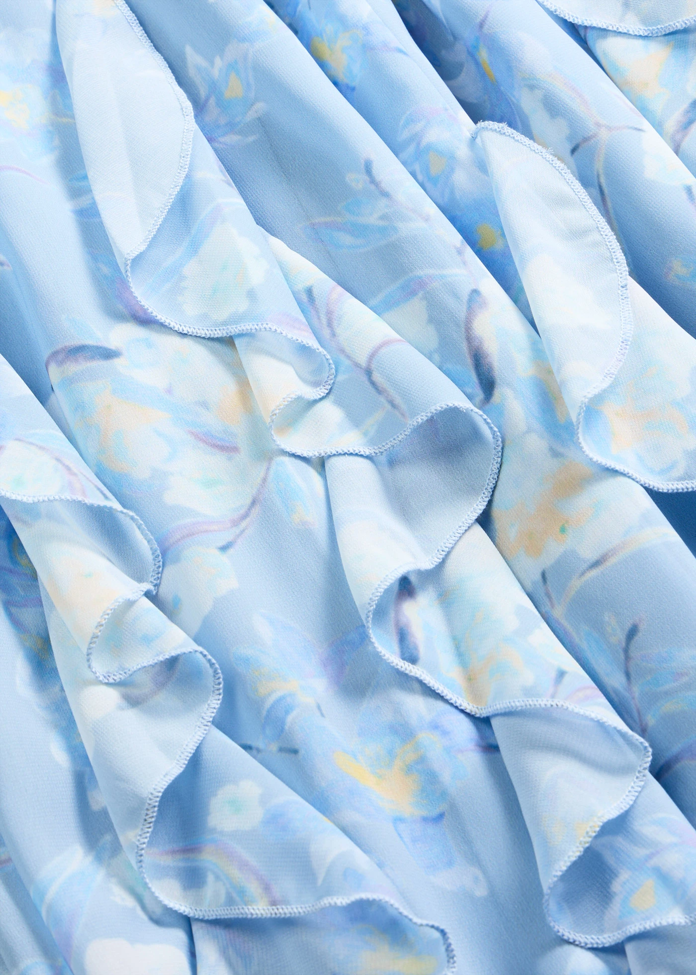 Maxi rok van licht chiffon • poederblauw gebloemd • bonprix online shop