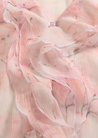 Chiffon blouse met volants • wolwit gebloemd • bonprix online shop