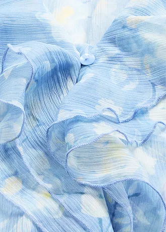 Chemisier en mousseline à volants • bleu poudré floral • Boutique bonprix