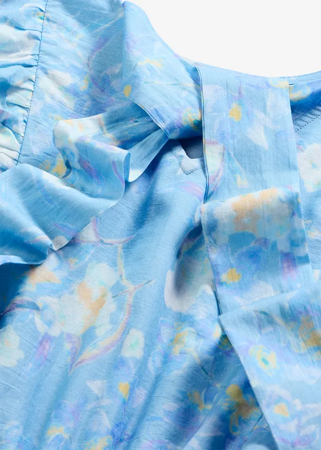 Robe longue 100% coton • bleu poudré floral • product-page.page-title-suffix