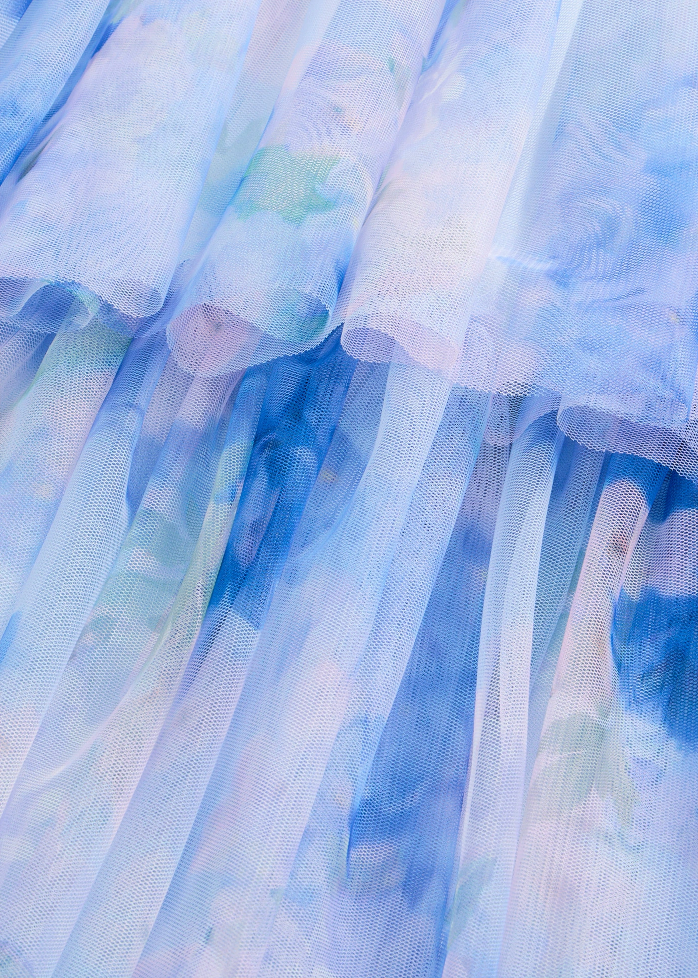 Robe midi en tulle fin à volants • bleu clair floral • Boutique bonprix