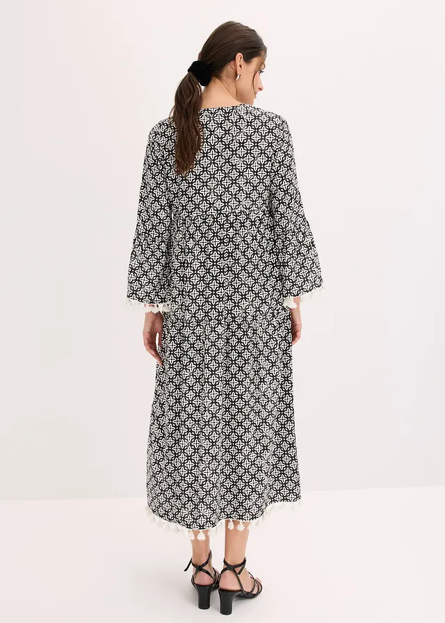 Tuniekjurk van soepele viscose • zwart-wolwit met print • product-page.page-title-suffix