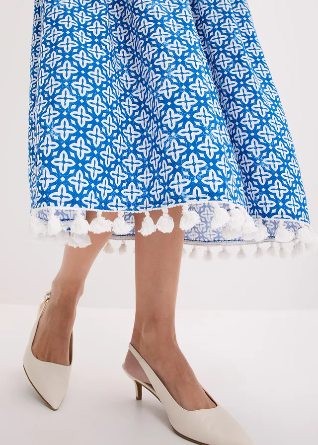 Robe-tunique en viscose fluide • bleu/écru imprimé • product-page.page-title-suffix
