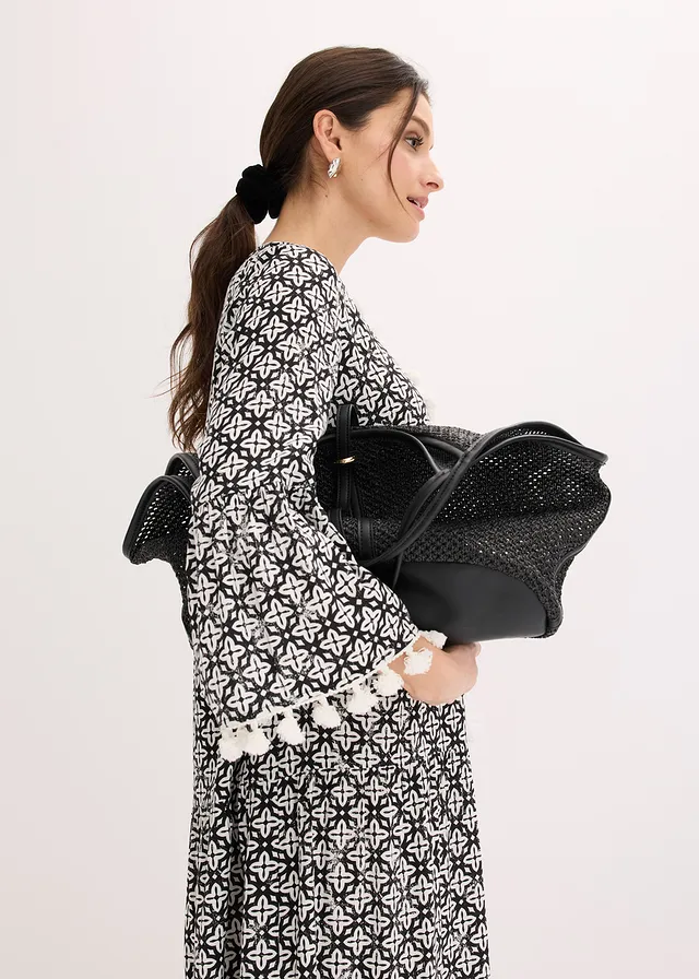 Tuniekjurk van soepele viscose • zwart-wolwit met print • product-page.page-title-suffix