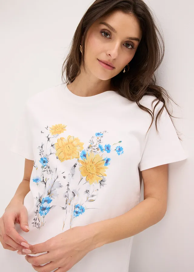 T-shirt 100% coton • blanc floral • product-page.page-title-suffix