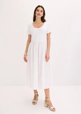 Robe manches courtes en jersey, poches sur les côtés • blanc • Boutique bonprix