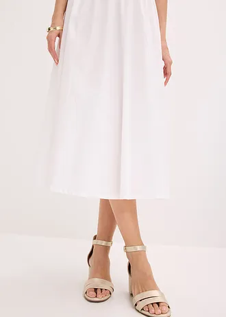 Rochie din jerse cu mâneci scurte și buzunare, din mix de materiale • alb • magazin bonprix