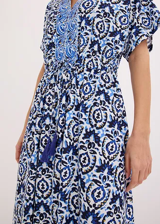 Robe longue en jersey • écru-bleu imprimé • Boutique bonprix