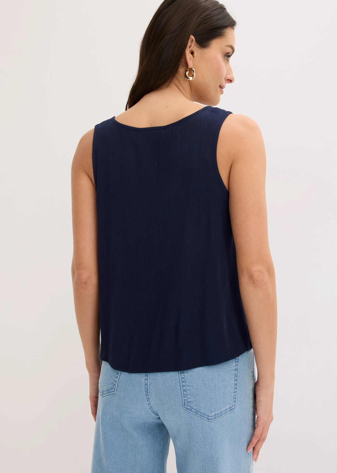 Blousetop van gestructureerde crinkle • donkerblauw • bonprix online shop