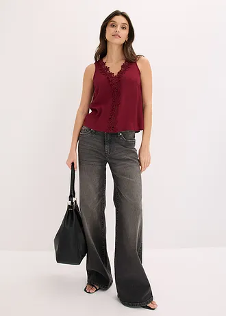 Blúz top struktúrás gyűrt anyagból • rubinvörös • bonprix áruház