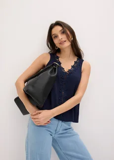 Blúzkový top zo štruktúrovaného materiálu • tmavomodrá • obchod bonprix