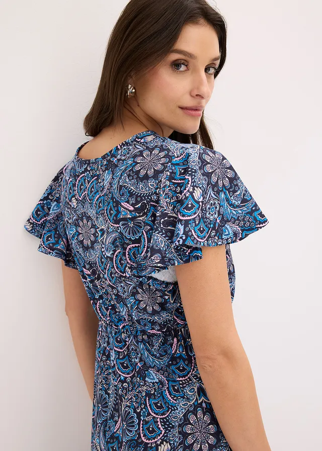Robe longue en jersey imprimé • bleu foncé/blanc imprimé • product-page.page-title-suffix