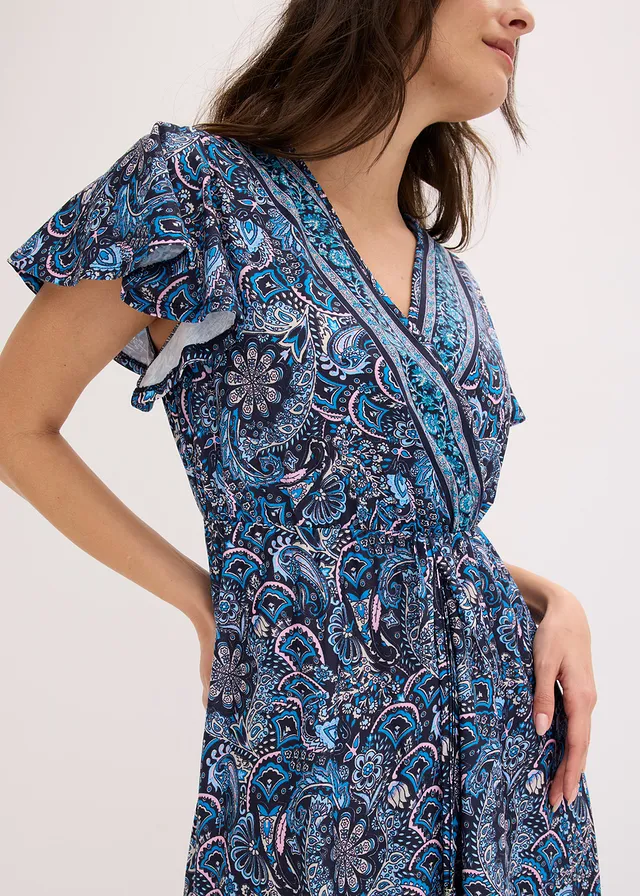 Gedessineerde maxi jurk van jersey • donkerblauw-wit gedessineerd • product-page.page-title-suffix