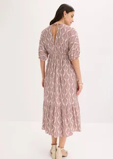 Robe midi en viscose fluide • rouge désert/blanc nacré graphique • Boutique bonprix