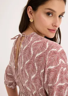 Maxi jurk van soepele viscose • woestijnrood/parelwit grafische print • bonprix online shop