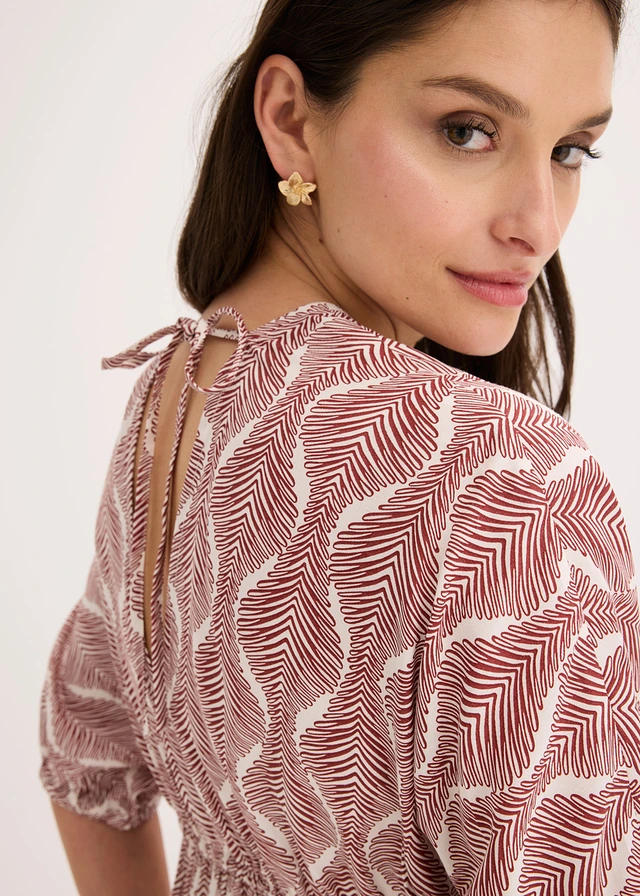 Maxi jurk van soepele viscose • woestijnrood/parelwit grafische print • product-page.page-title-suffix