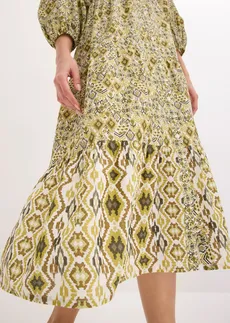 Robe midi en coton léger • blanc nacré/vert nature imprimé • Boutique bonprix