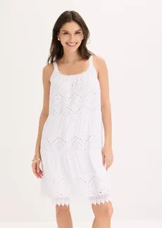 Robe à fines bretelles en viscose avec dentelle • blanc • Boutique bonprix