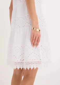 Rochie cu bretele cu dantelă, din viscoză • alb • magazin bonprix