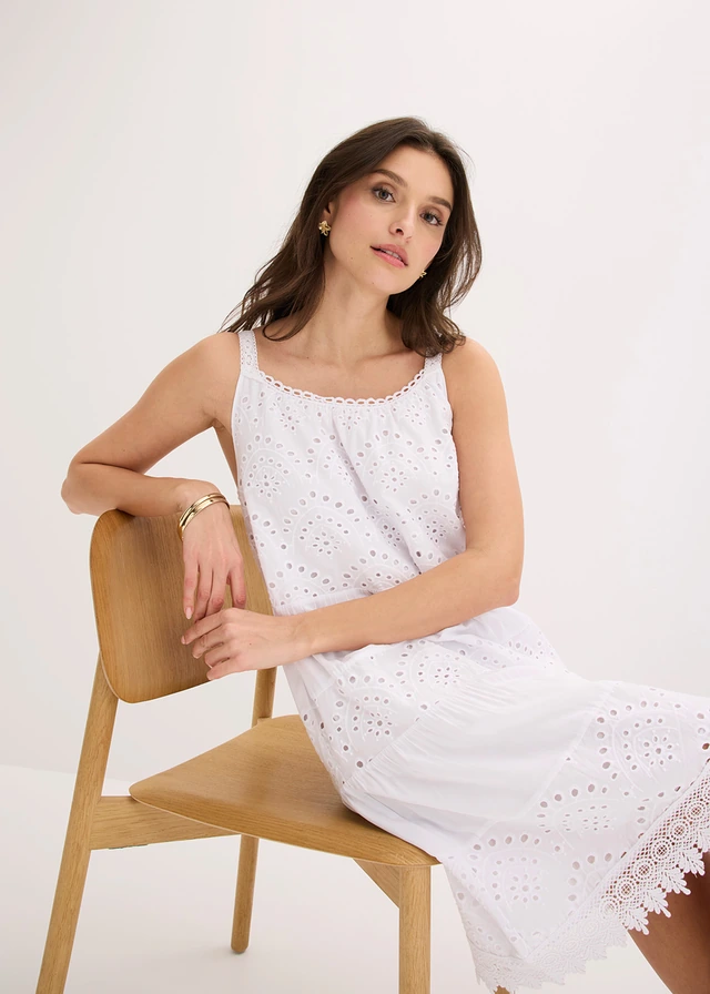 Robe à fines bretelles en viscose avec dentelle • blanc • product-page.page-title-suffix