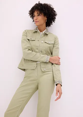 Veste en twill brodée • vert pâle • Boutique bonprix