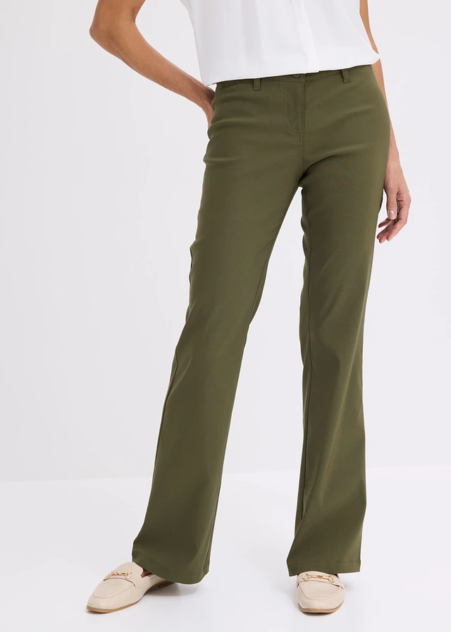 Stretch broek, bootcut • donkerolijfgroen • product-page.page-title-suffix