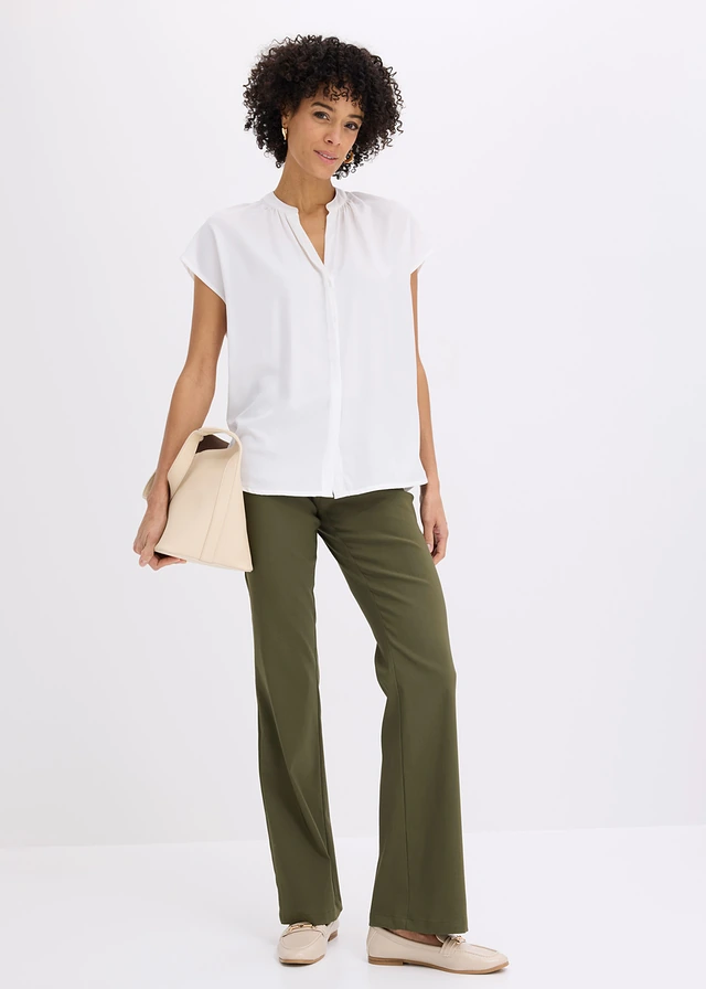 Stretch broek, bootcut, Kleur: donkerolijfgroen