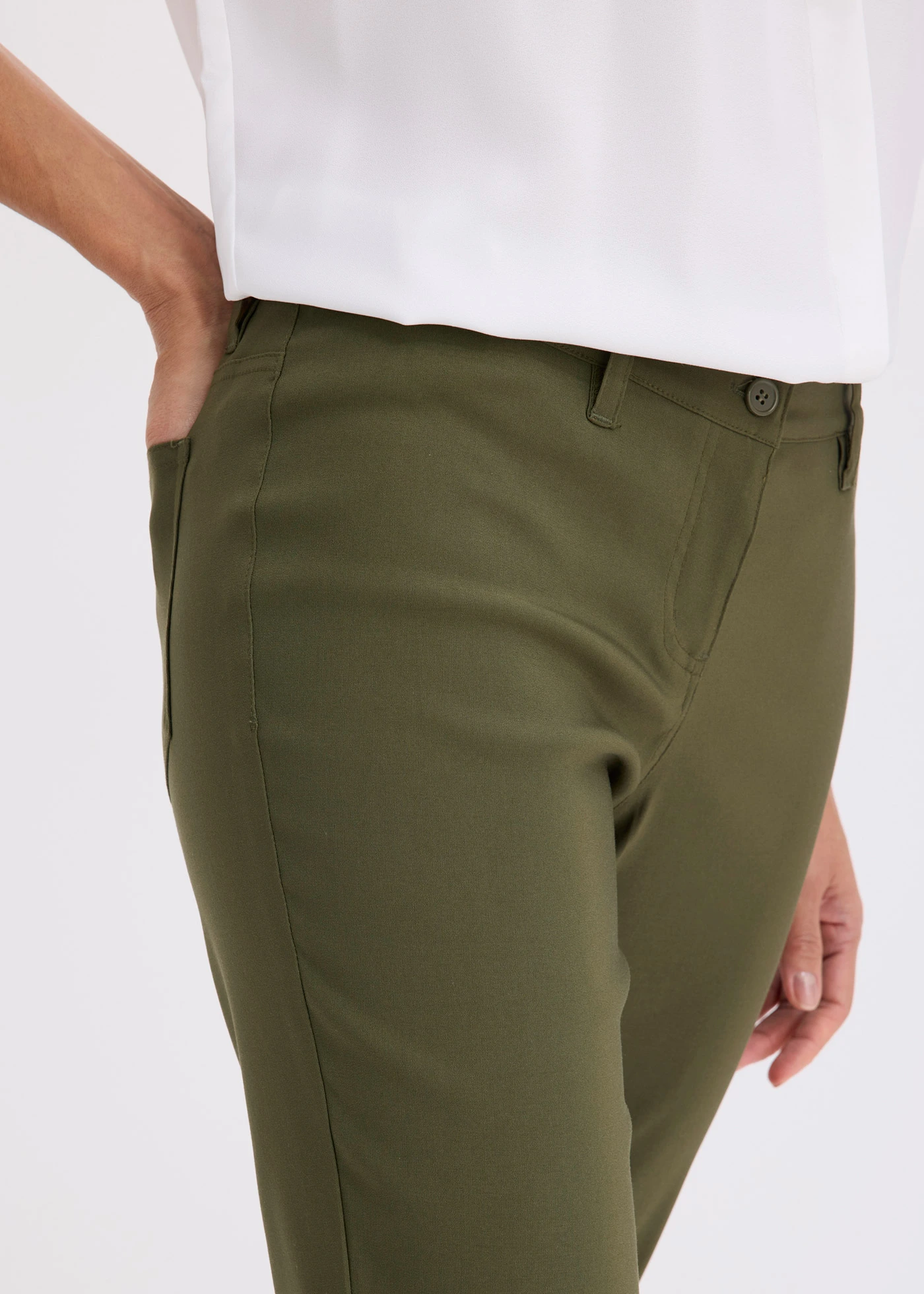 Strečové kalhoty, Bootcut • tmavě olivová • bonprix obchod