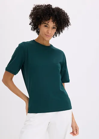 Shirt met kanten rand • diepgroen • bonprix online shop