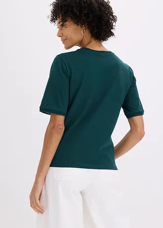 Shirt met kanten rand • diepgroen • bonprix online shop