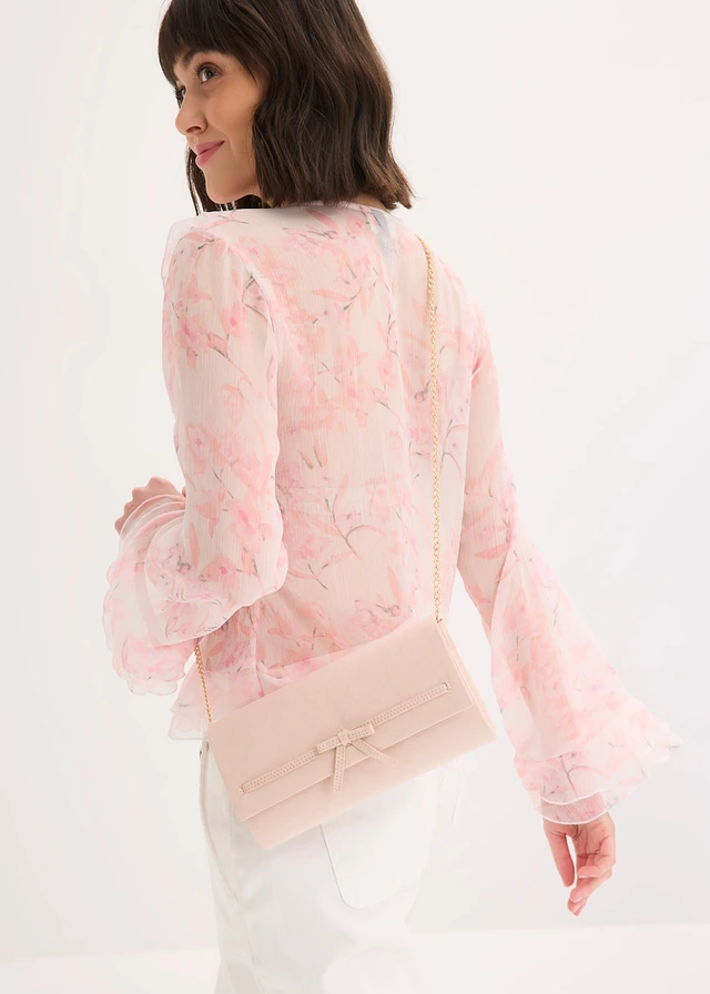Clutch met strikdetail, Kleur: asroze