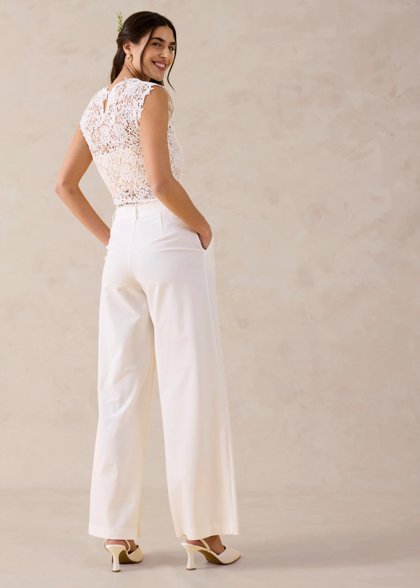 Nohavice Marlene • biela vlna • obchod bonprix