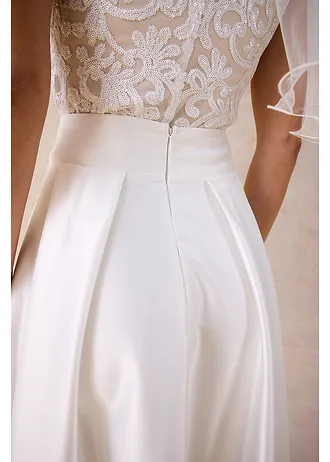 Maxi rok van glanzend satijn • wolwit • bonprix online shop