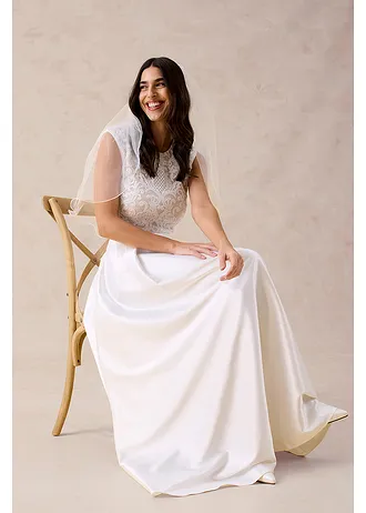 Fustă maxi din satin lucios • ecru • magazin bonprix