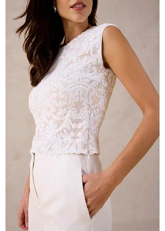 Top met pailletten • wolwit • bonprix online shop