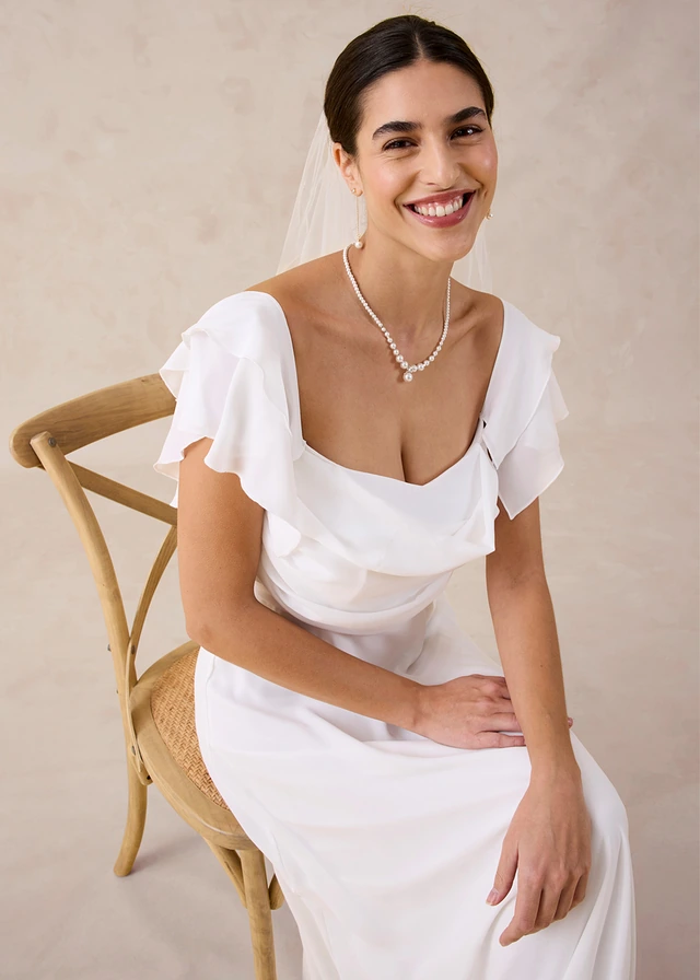 Robe de mariée en mousseline avec drapé • écru • product-page.page-title-suffix