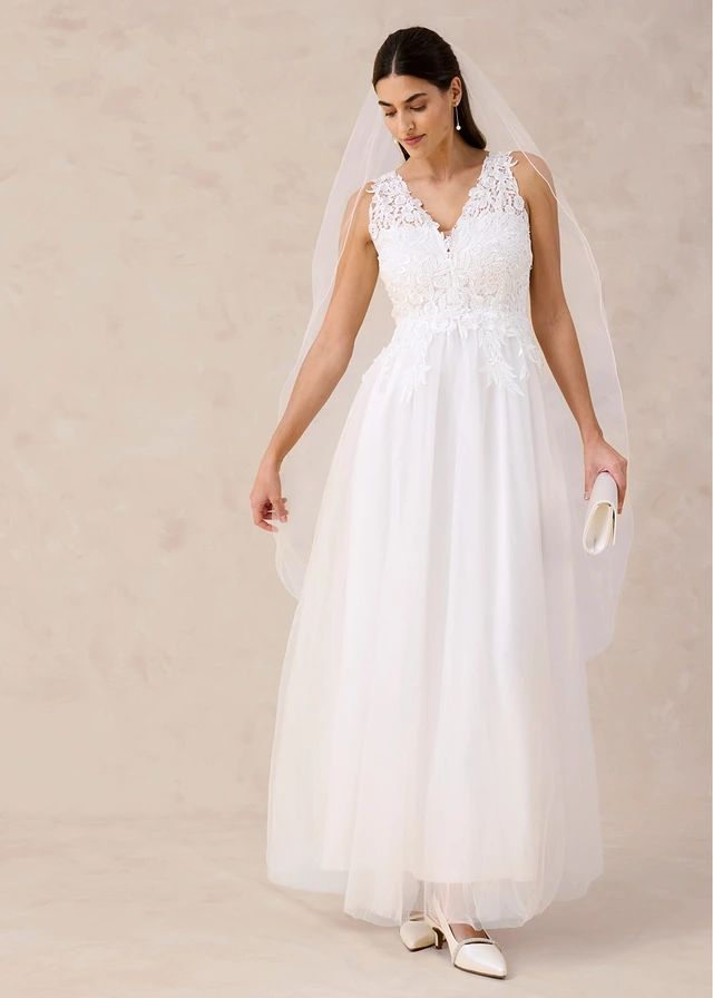Robe de mariée en tulle et dentelle, Couleur: écru